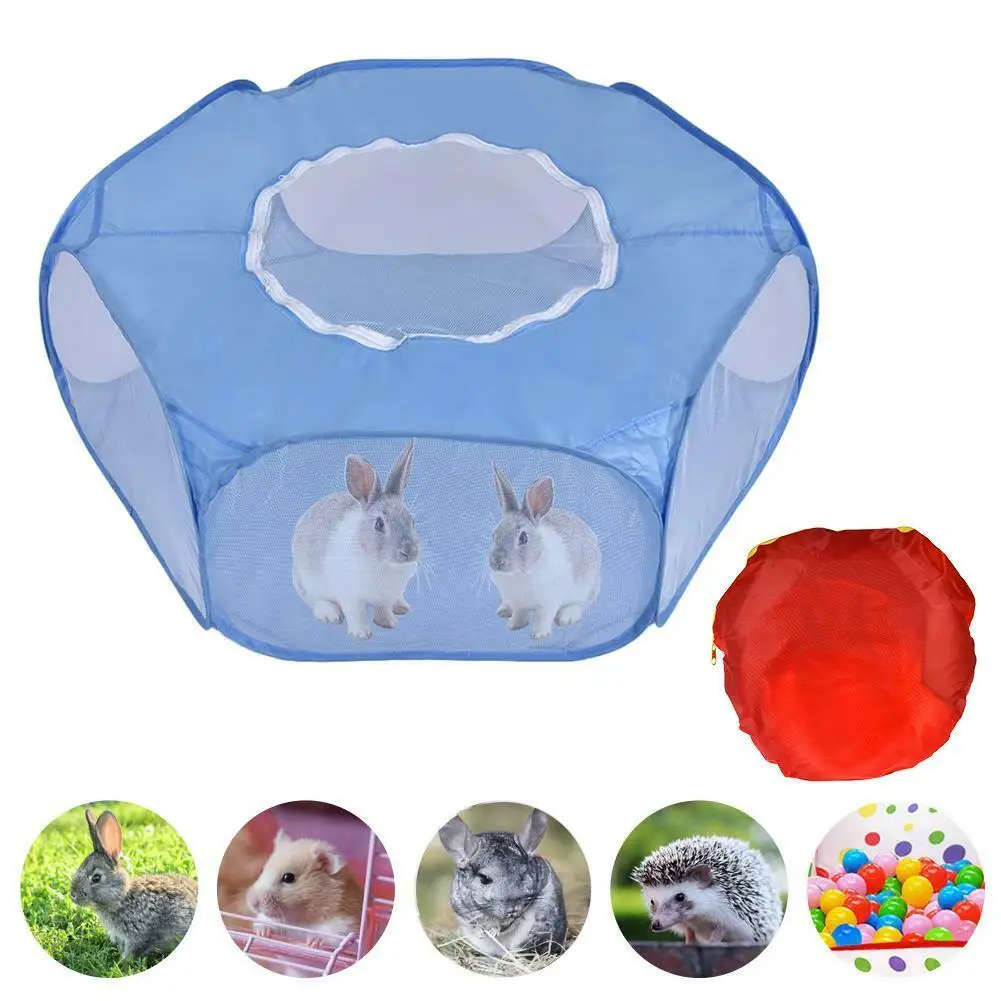 

Pet Puppy Rabbit Playpen Fence Indoor Outdoor Small Animal Hamsters Cage Tent Folding Portable Kennel with Zipper Cover Beds