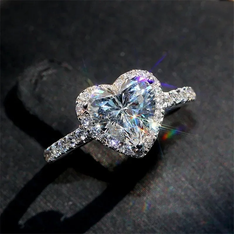 Fashion Heart Rings Wedding Engagement Bridal Jewelry Cubic Zirconia Stone Elegant Ring Promise Ring for Women Girl Party Gift wedding rings womens ring cubic zircon ring finger rings jewelry rings ring jewelry