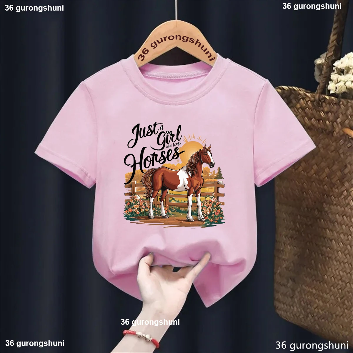 Just A Girl Who Loves Horses Graphic Print T Shirt For Girls/Boys Summer Fashion Kids Clothes Harajuku Kawaii Girls 
