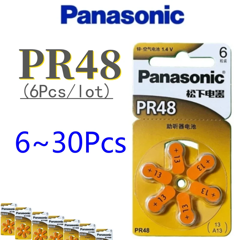 6 x Batteries for Panasonic 13/PR13/PR48 hearing aids - online store