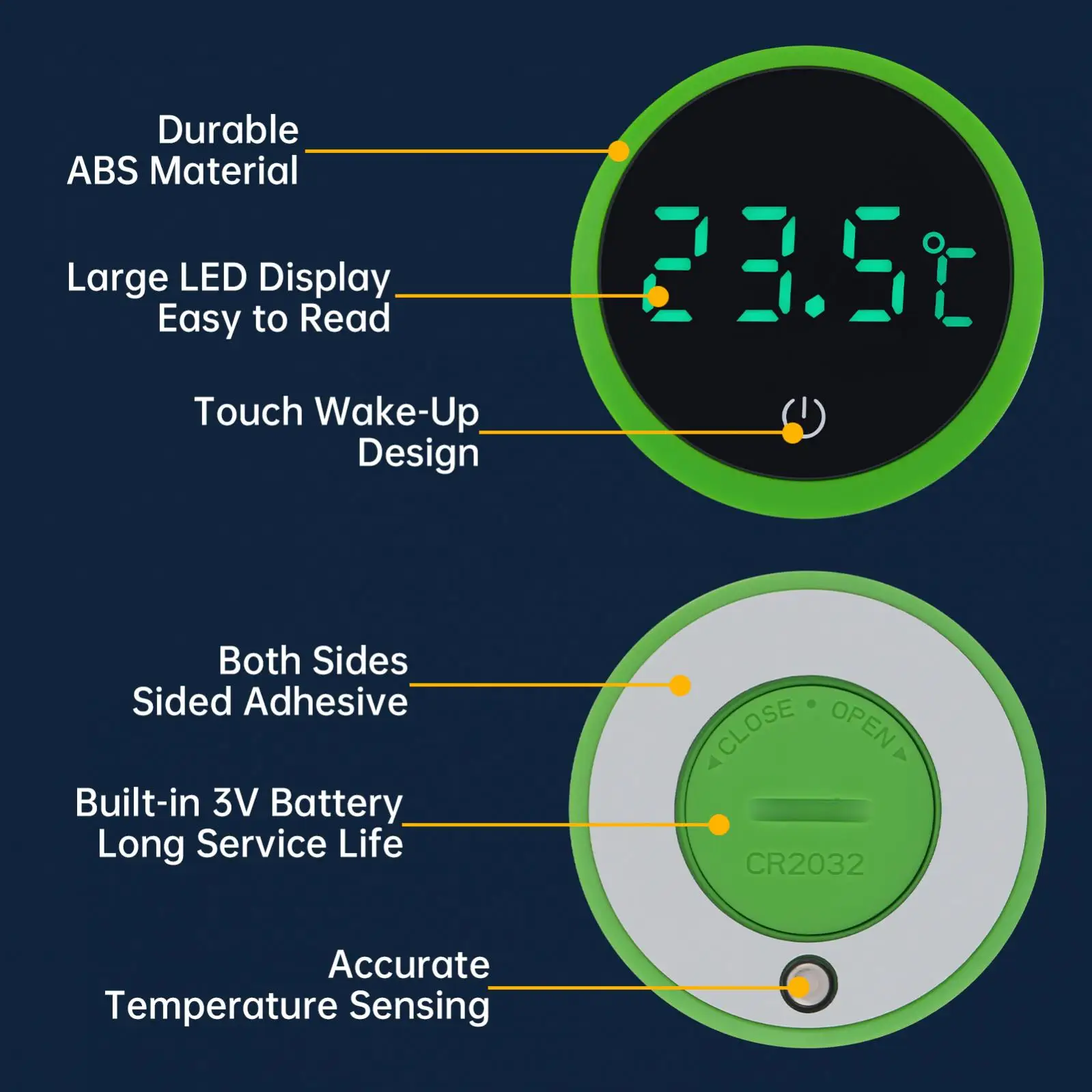 Cordless White / Green / Black Degree Celsius Digital Thermometer thumbnail 7