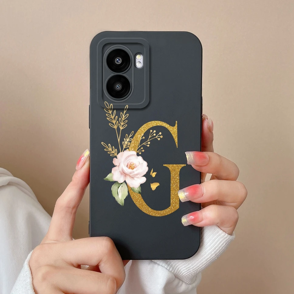 Pretty Flower Letters Liquid Silicone High-Quality Phone Cover