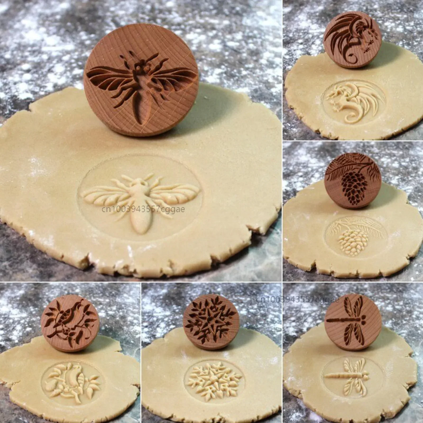 Cookie Cutters and Embossers Flower Cute Interesting Cookie Mold 3d Cookie Mold Cutter Wooden Pastry Bakery Accessories