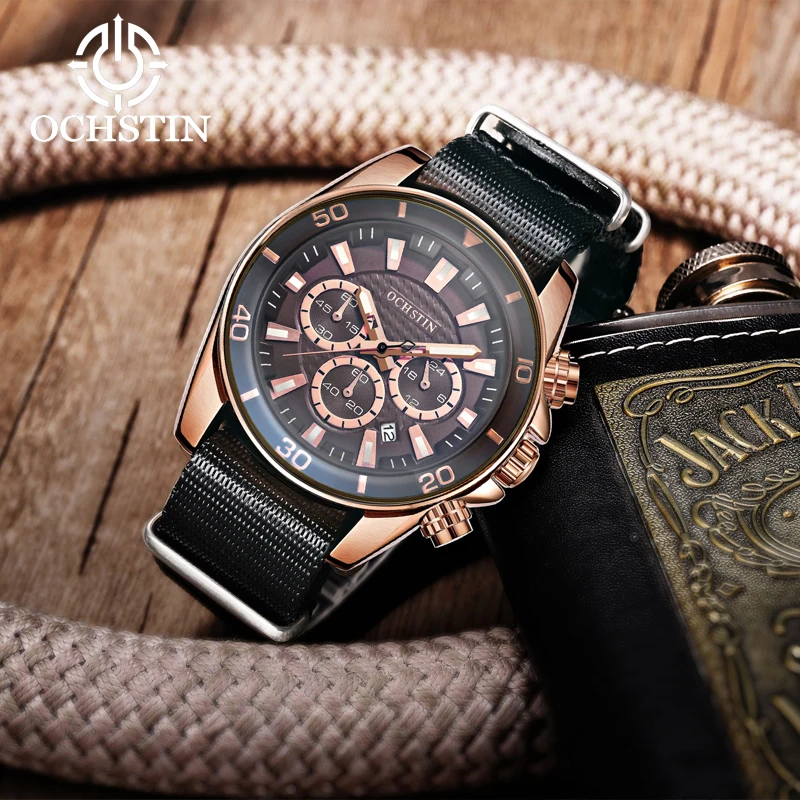 Hot models OCHSTIN creative nylon series multi-function quartz movement watch 2024 new personalized fashion men's quartz watches