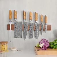 XINZUO 50 cm porte-couteau magnétique puissant couteau magnétique bande à la main noyer solide couteaux en bois support mural bloc 5