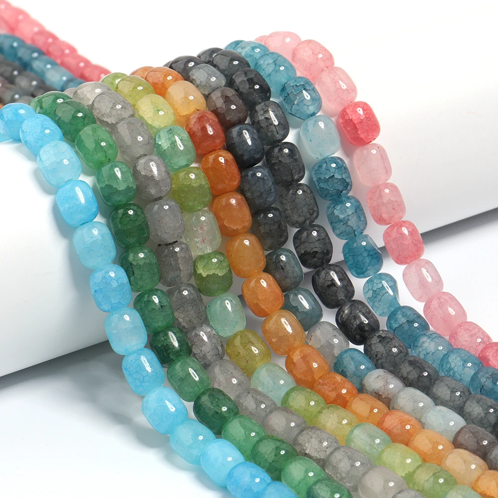 38 Stück 8 x 10 mm florale Glasperlen, tonnenförmige Glasperlen, lose Distanzperlen für Schmuckherstellung, DIY-Armband, Halskette, Zubehör