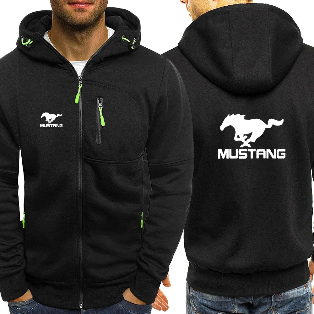 

Mustang Printed New Men's Hoodies Sweatshirts Leisure Cardigan Men Hooded Pullovers Jacquard Casual Man Hoody Sweatshirt Jackets