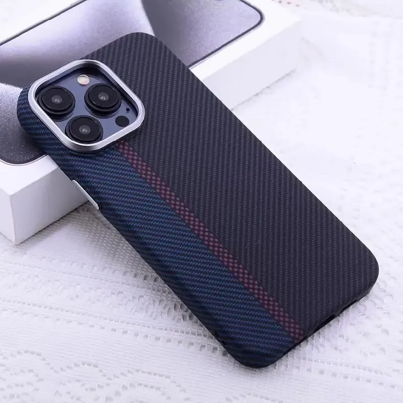 Carbon Color MagSafe Case Cover for iPhone 14 15 16 Pro Max Magnetic Wireless Charging Phone Shell Camera Metal Lens Ring Coque