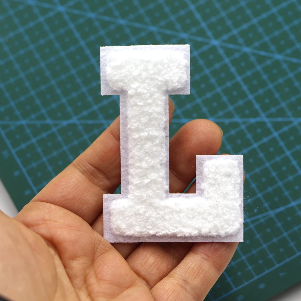 1PC72MM Weiß Chenille Brief Patch Eisen auf Patch Buchstaben Patch Für Jeans Kleidung Name Diy T-Shirt Reparatur Alphabet patch Abzeichen – Detail 12