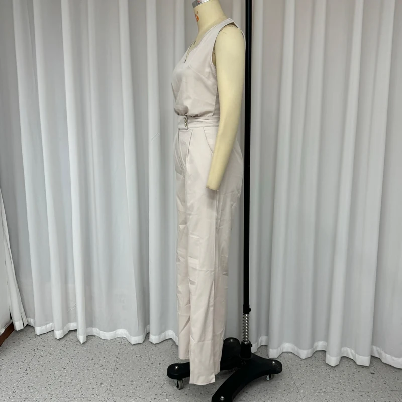 Waytobele Women Two Piece Set Summer Casual Solid V Neck Sleeveless Vest Pullover Top Loose Wide Legs Pants Sets Streetwear
