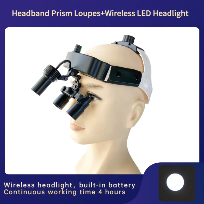 

3W Wirelss 20000LUX LED Headlight(Built-in Battery) Headlamp With 4.0X/5.0X/6.0X Dental Surgical Loupes (TD-M02B-F+4X/5X/6X)