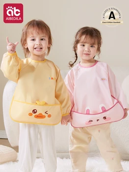 AIBEDILA Baby Eating Overalls Waterproof Children's Bibs Anti-Dressing Aprons Male Treasure Female Baby Food Supplement 1
