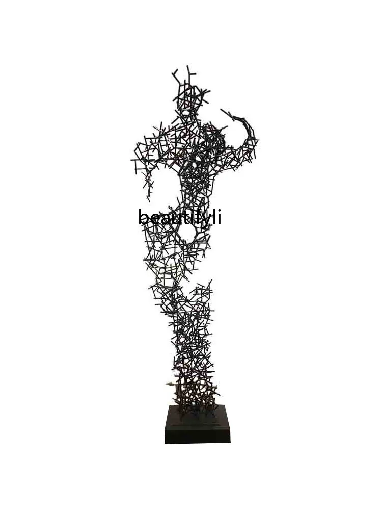 

Creative Abstract Humanoid Art Sculpture Hotel Lobby Living Room Entrance Aisle Metal Decorative Figure Floor Ornaments