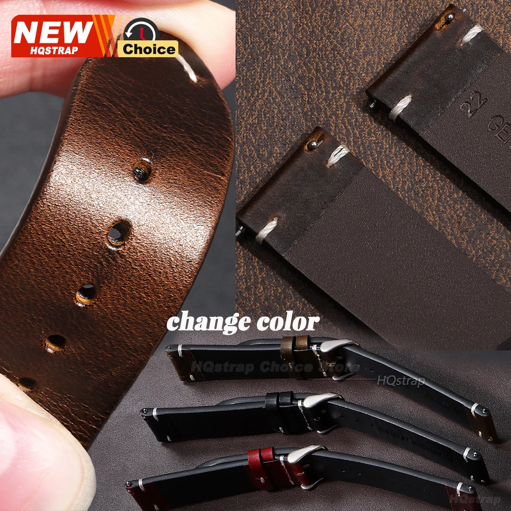 Premium Leather Butterfly Buckle Smartwatch Band - Oil Wax Finish