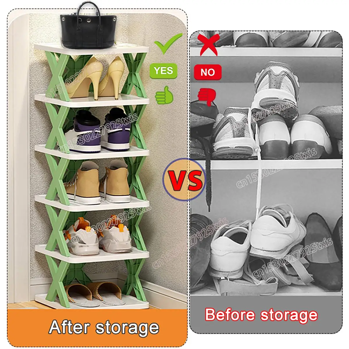 Adjustable X Shape Shoe Rack, Stackable Shoe Rack for Entryway,  Easy-Assembled Shoe Organizer and Storage, Space-Saving Closet Shoes Shelf  Plastic