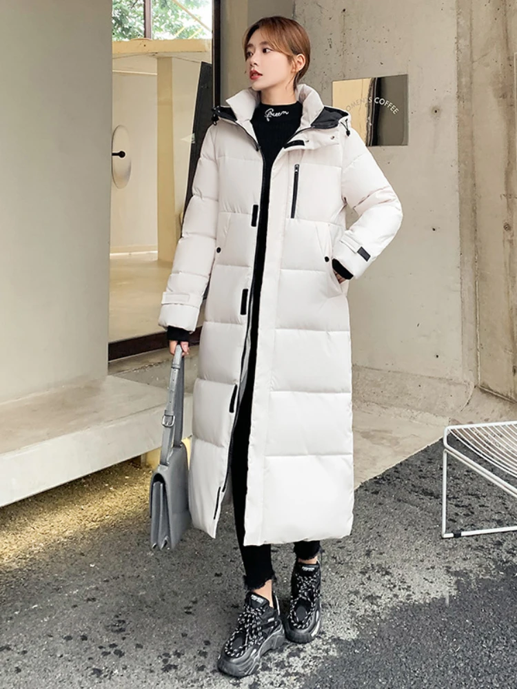 

Thickened Long Puffer Jacket Women Warm Slim Cotton Padded Coat Female Hooded Korean Outwear Autumn Winter Parkas Mujer
