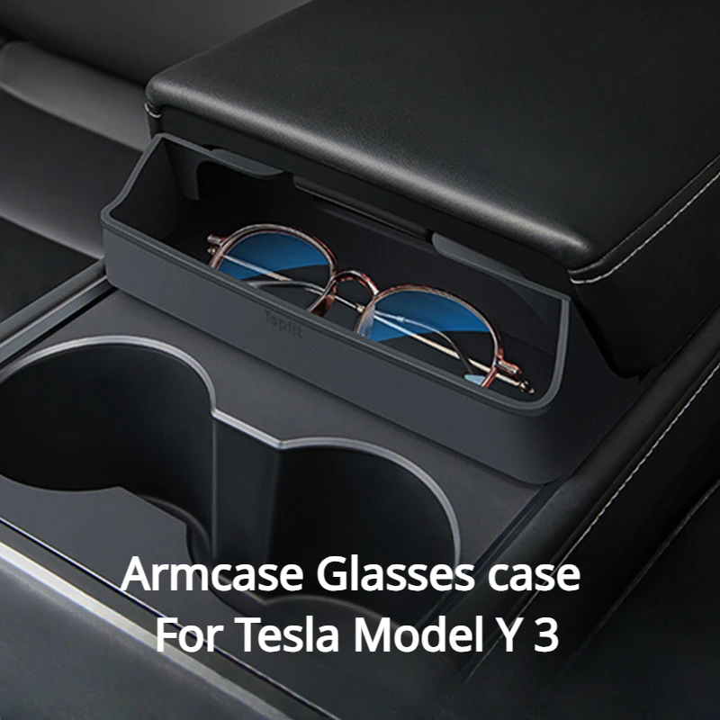 

For Tesla Model Y 3 Armrest Box Sunglasses Case Armcase Glasses Case Silicone Car Storage Box for Keys Car Interior Accessories