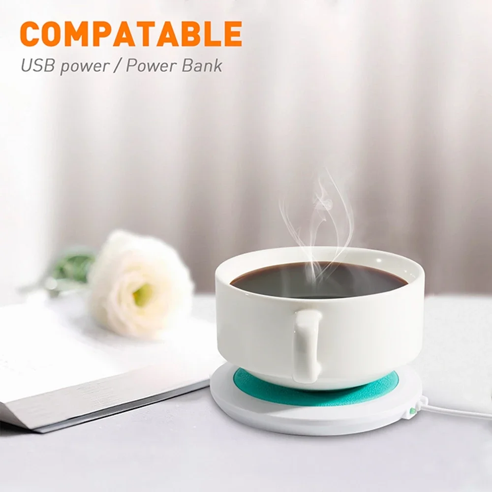 USB Thermal Heater Coffee Mug Cup Warmer PU Leather Heating Warm Mat Office Constant Temperature Coaster