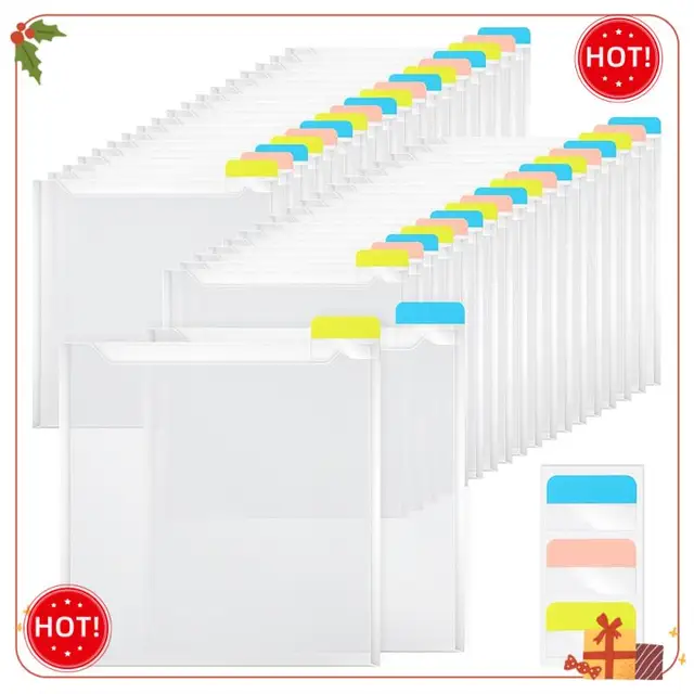 YAYODS 36-Pack 12x12 Scrapbook Paper Storage Organizers - Clear PP Plastic Sleeves With Sticky Tabs - View #5