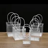 10pcs PVC Transparent Portable Flower Packaging Bag Square Trapezoid Handle Festival Gift Plastic Waterproof Storage Pack Bags 1