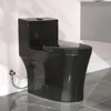 Compact Elongated Black Toilet 17.3" ADA Chair Height Dual Flush 1000g Soft Close Seat 1