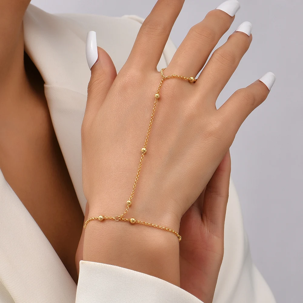 Pearl Ring chain bracelet (Haathphool) - Eterno India