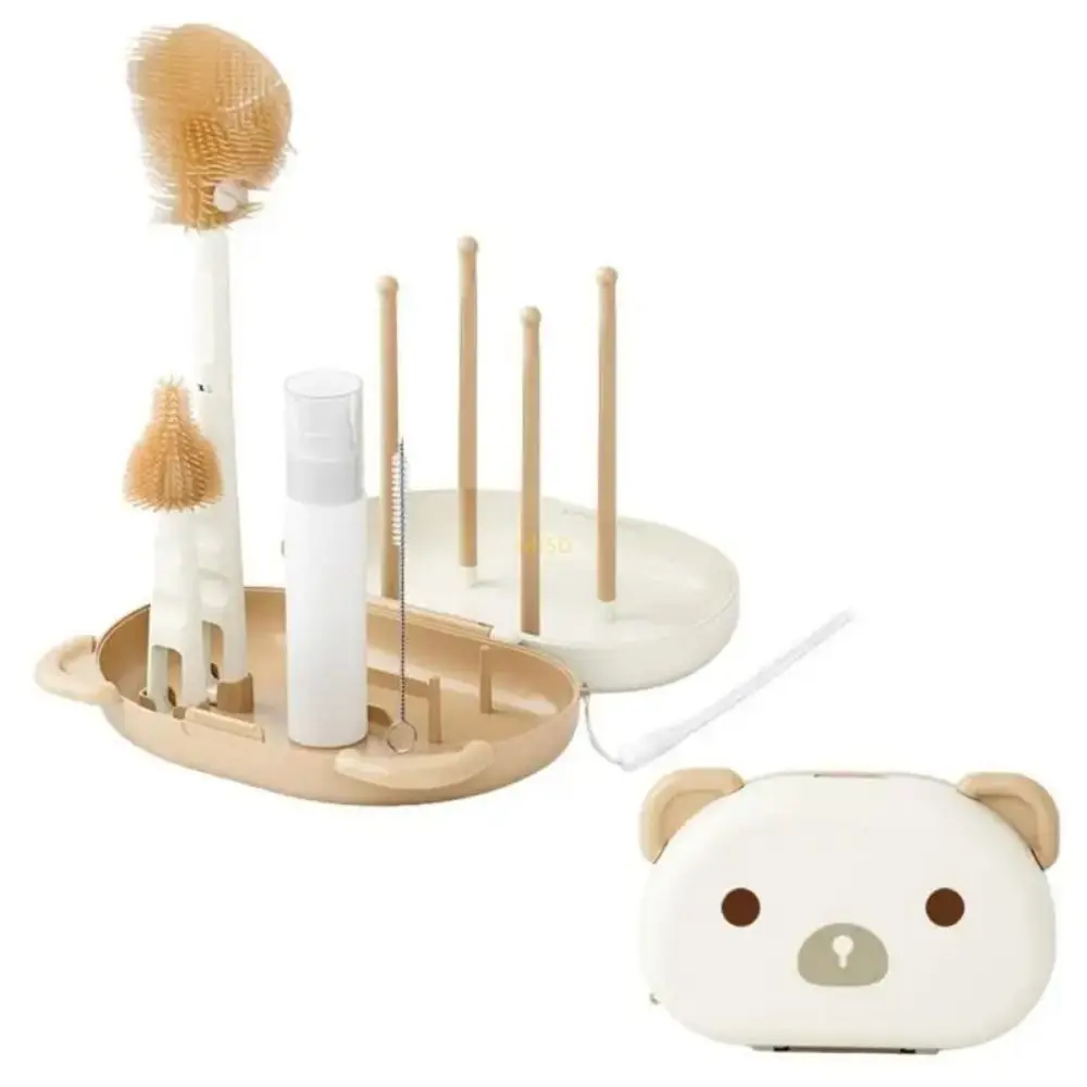 Portable Bottle Cleaning Brush Set Nylon Sponge Compact Nipple Straw Cleaner Kit Travel Size Flexible Brushes