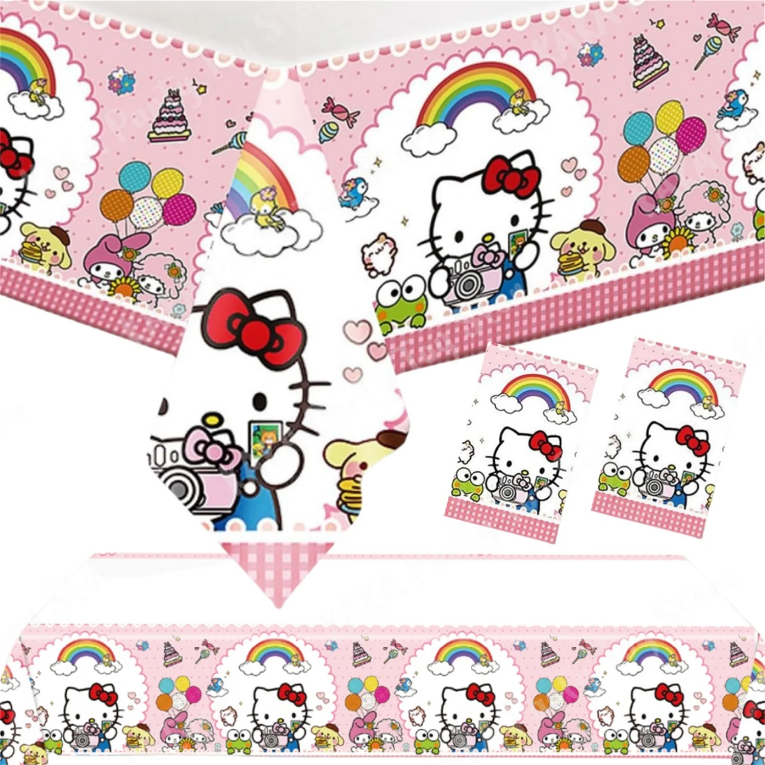 

2 шт., одноразовая прямоугольная пластиковая Скатерть «Hello Kitty»