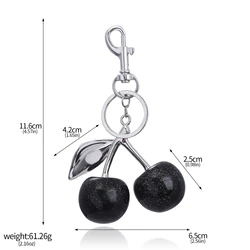 Elegant Cherry Fruit Bag Charm Keychain - Red Cherry Keyring for Women’s Purse Accessories Gift (K00878 - 01)
