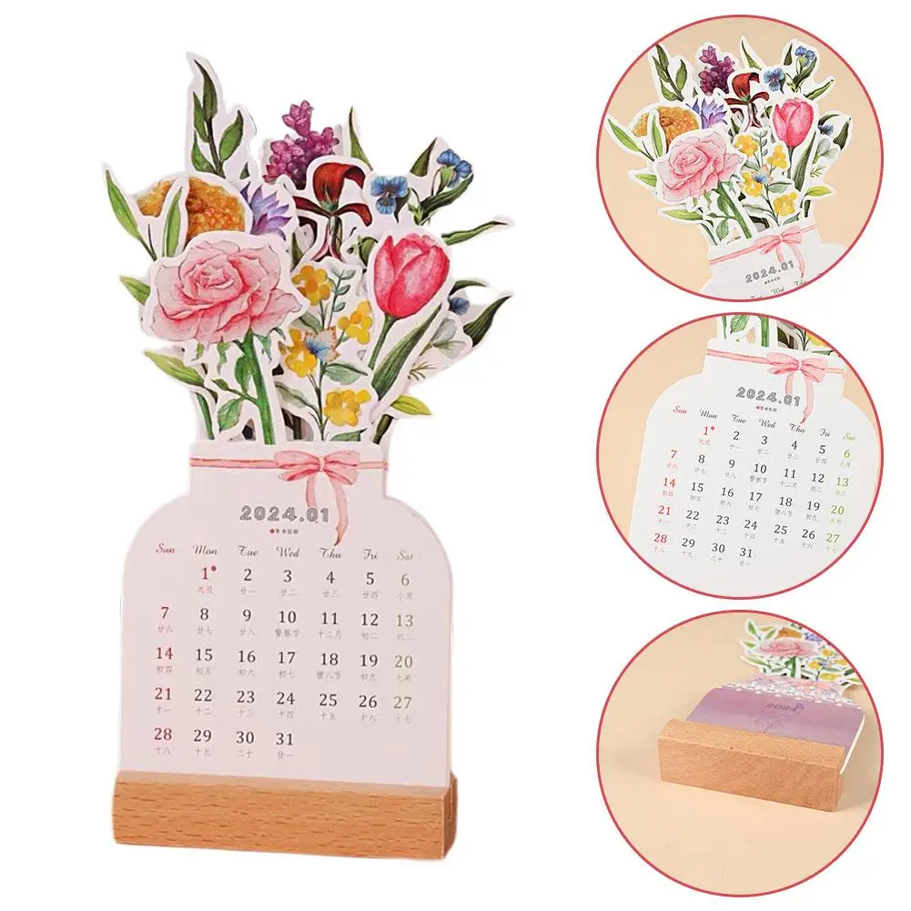 Madeira, Flores Bloomy Desk, Bonito Criativo, Mini Notepad, 1Pc, 2024