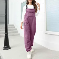 Workwear Overalls For Women Thicken Plush Sleeveless Jumpsuit Ski Pants Adjustable Suspenders Racerback Retro Casual Playsuit - Image 3