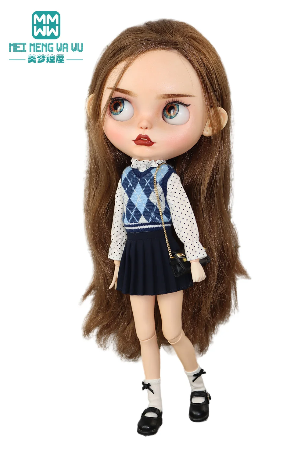Blyth OB22 OB24 인형 액세서리 장난감 선물, 패션 격자 무늬 탱크탑, 청바지, 롱 스커트