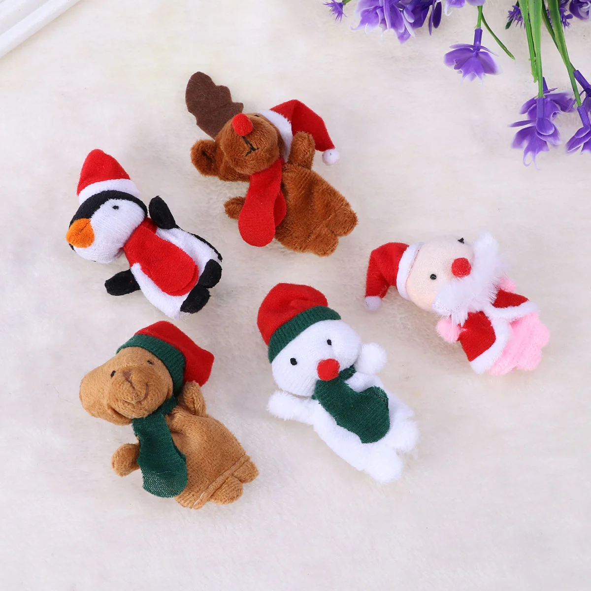 

10pcs Christmas Finger Puppets Santa Elk Sonowman Educational Finger Puppets Dolls Hand Toys