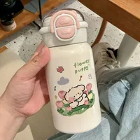 Drinkware 500ml Double Drinking Water Cup Leak Proof Large Capacity Straw Bottle with Straw Cartoon Iced Coffee Cup Office 2