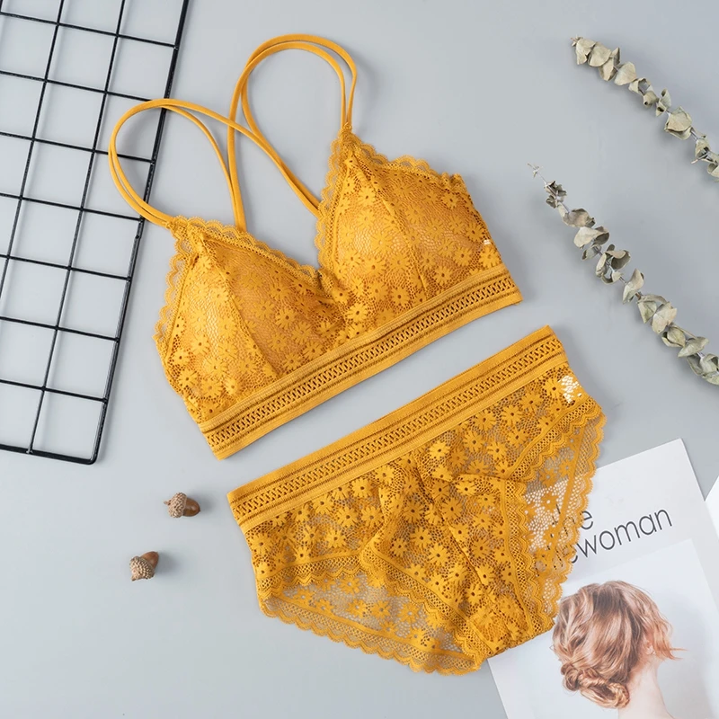 Women Lingerie Set Bra Underwear Vest Straps Floral