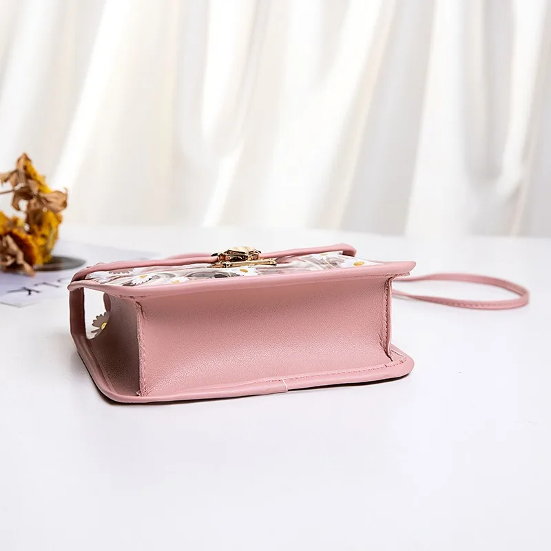 2025 Summer Korean Daisy Clear Jelly Shoulder Bag, Women's Transparent Crossbody Phone Purse with PVC Tote for Casual