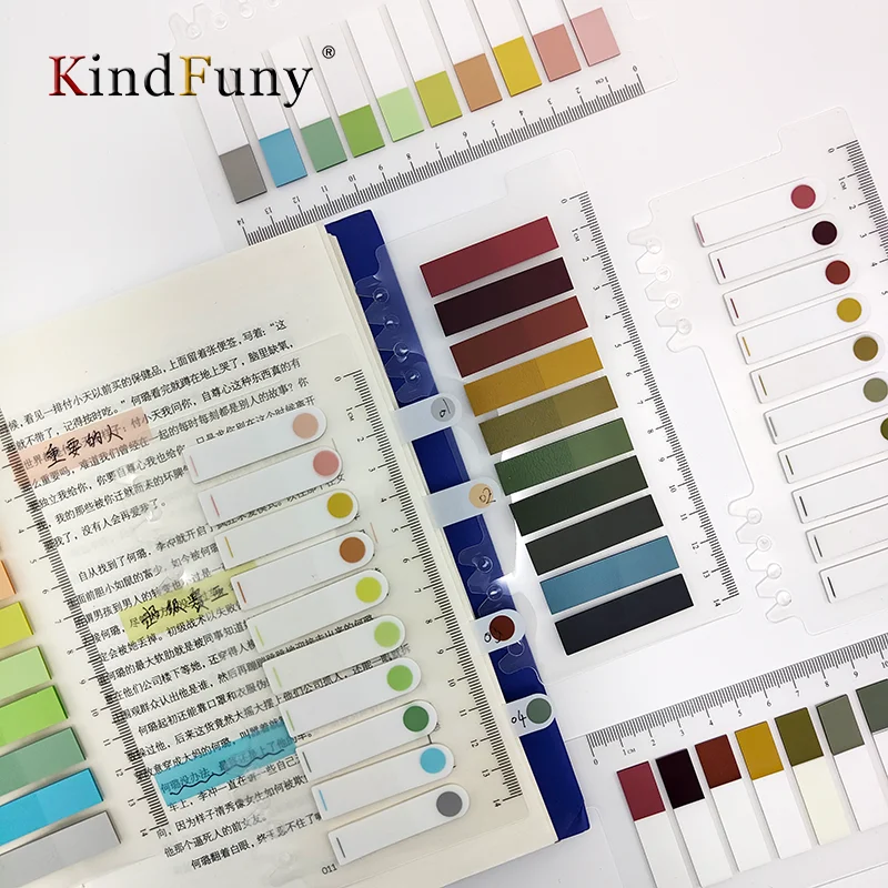 

KindFuny 6 Packs Morandi Transparent Fluorescent Index Tabs PET Arrow Flags Sticky Note for page Marker Planner Stickers Office