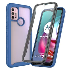 Full Coverage Shockproof TPU/PC Case with Built - in Screen Protector for Motorola Moto G50 5G (Dark Blue)