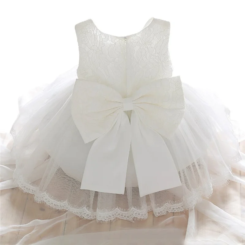 Baby Girl Christening Baptism Formal Dress Gown Party Newborn to 24 Months-White 