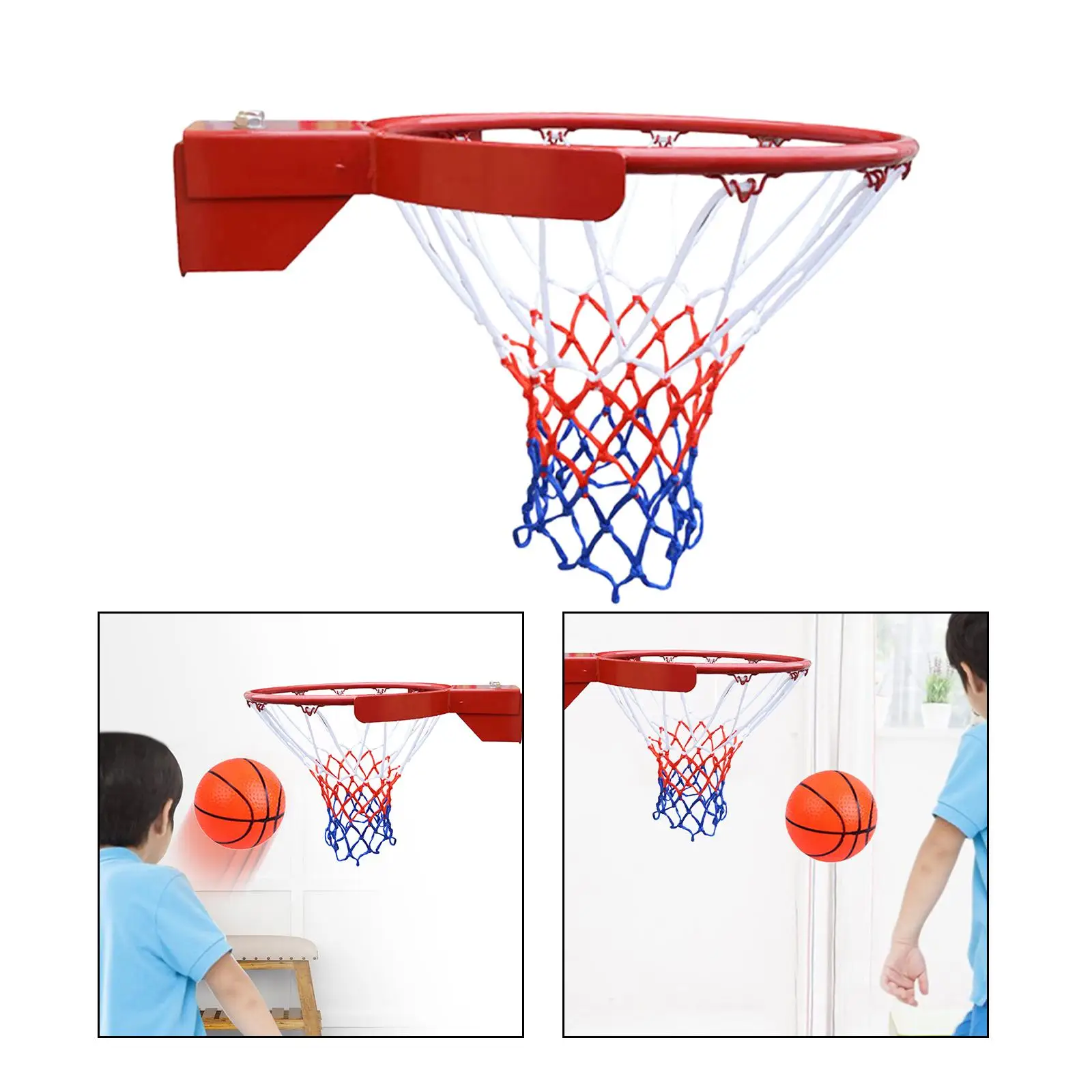 Basketball Hoop and Net Set Wall Mounted Lightweight Sports Equipment Toys Durable Indoor Outdoor Sport Games for Park Home Yard