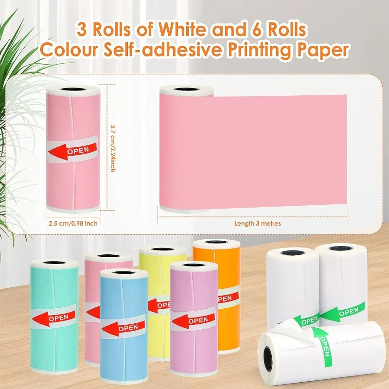 Mini Printer Sticker Paper,Thermal Self-adhesive paper 57 * 30mm for Pocket Inkless Portable Bluetooth Printer Photo,Note,DIY