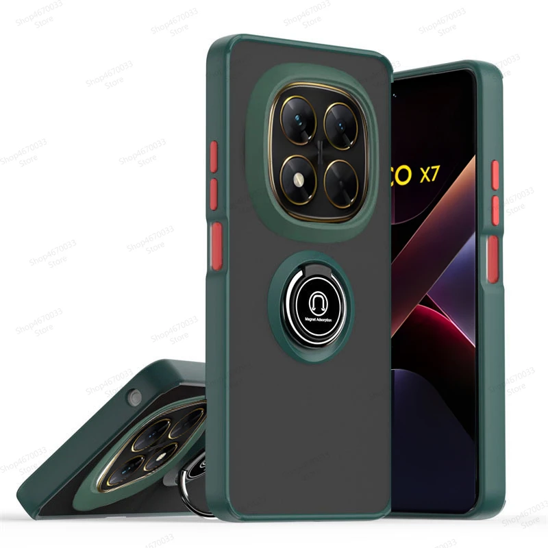 Magnetic Ring Holder Matte Armor Phone Case