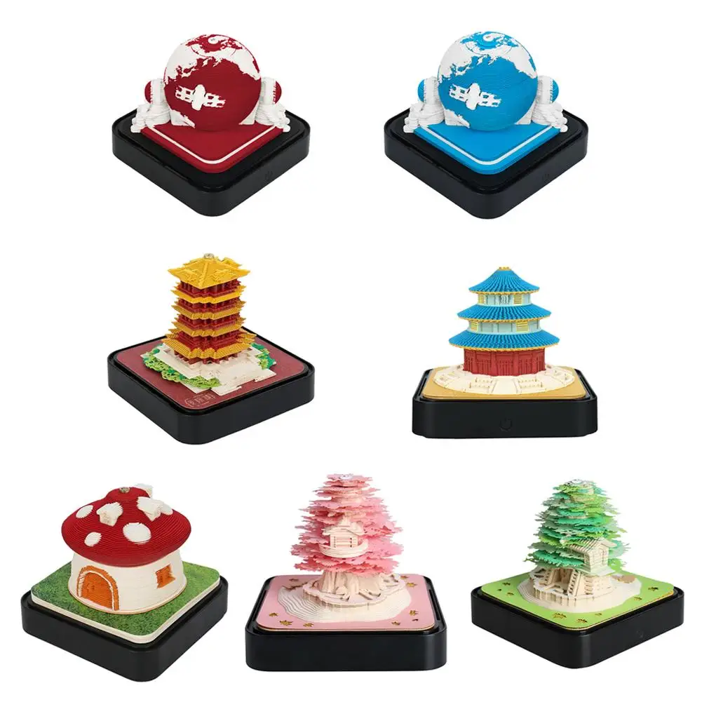Omoshiroi 블록 메모장 나무집 3D 달력 2024, 사무실 종이 메모, 크리스마스 생일 선물