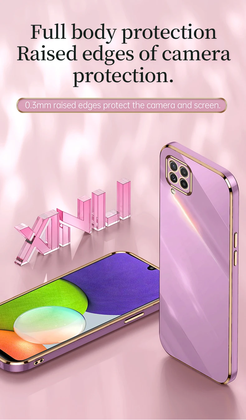 Plating Texture Case for Samsung A22 A12 Nacho A42 5G dekselvesker for Galaxy M22 M12 telefonveske Coque Capa_voghion.com