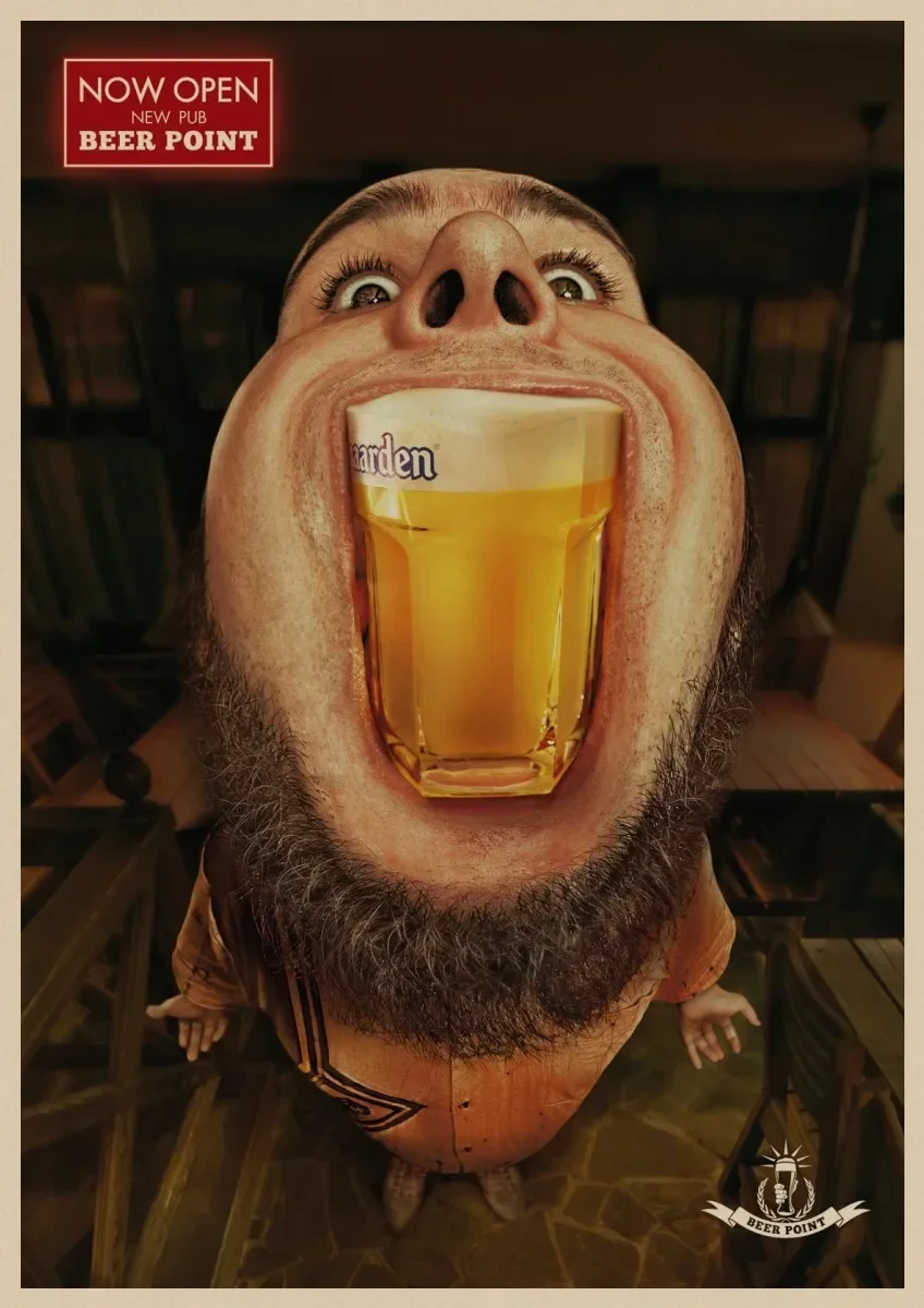 Retro Beer Bar Poster Funny Man Posters Kraft Paper Art Posters Cafe Club Bar Party Decor Toilet Room Decor Wall Stickers