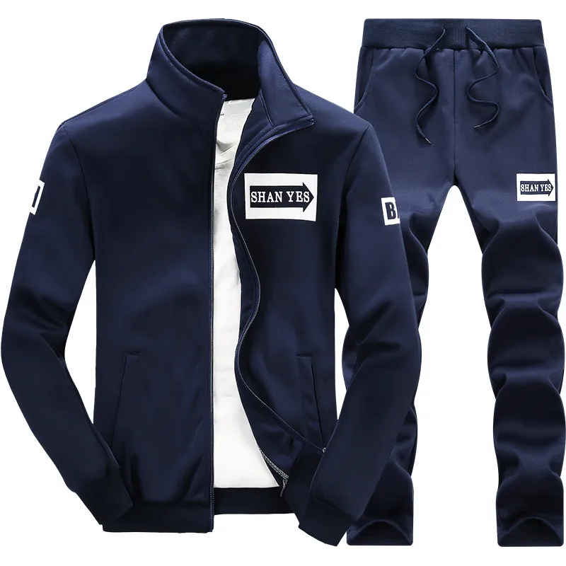 Tracksuits Men Polyester Sweatshirt Sporting Fleece 2022 Gyms Spring Jacket + Pants Casual Men's Track Suit Sportswear Fitness 8