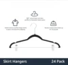 Velvet, Non-Slip Closet Skirt Clothes Hangers with Clips, Pack of 24, Black/Silver 2