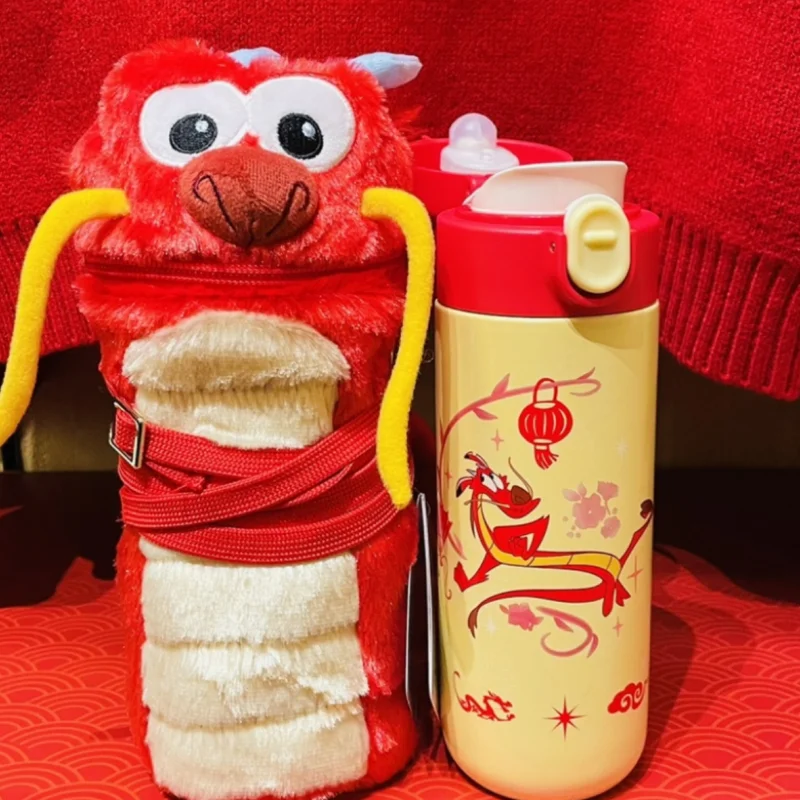 

Disney Original 2024 Disneyland New Year Mushu Dragon Crossbody Portable Year Of The Dragon Thermos Cup With Cup Cover Gift