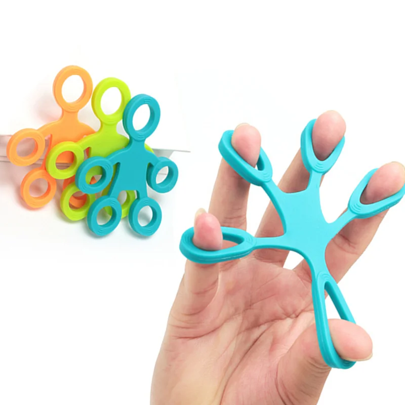 Fidget toy sensory fidget toy anti stress toy finger sensory toy Finger Grip Silicone Ring Exerciser Antistress Resistance Band Fitness Stretcher 3 Levels Finger Sensory Toy for Autism ADHD