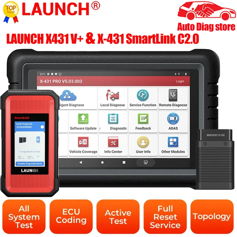 Lancio X431 V + Con Lancio X-431 Smartlink C2.0 Strumenti Diagnostici Auto Auto Obd2 Scanner Officina Meccanica Diagnostica Automobilistica